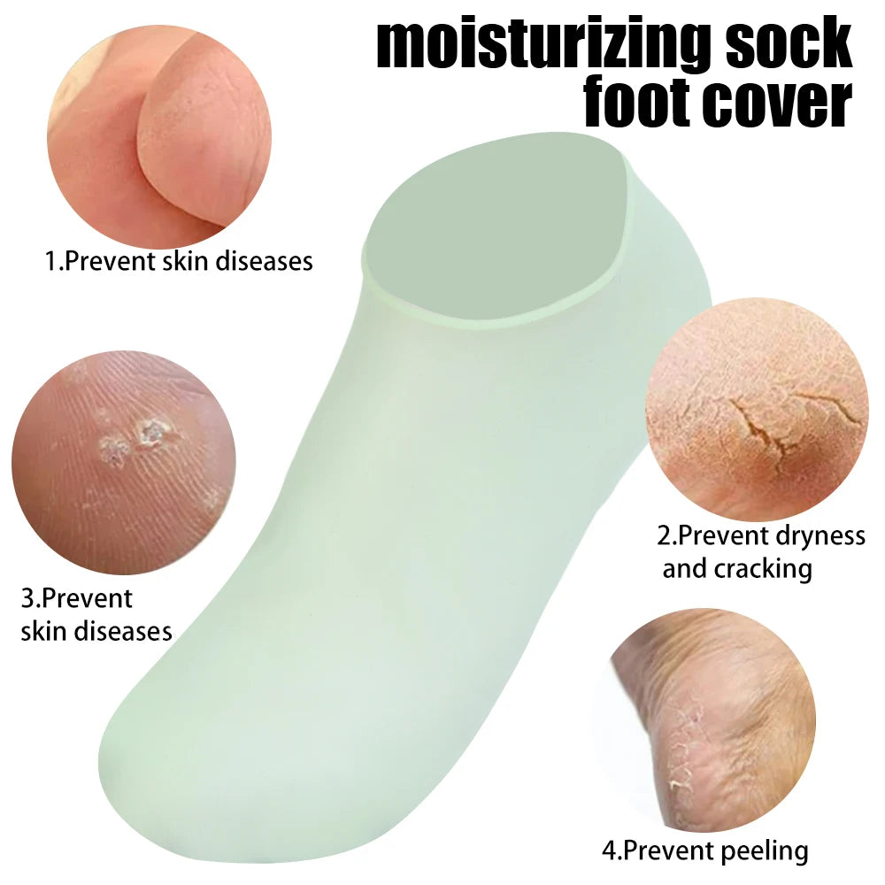 3colors Silicone Moisturizing Socks Exfoliating Gel Heel Socks Callus Cracked Dead Skin Remove Protector Pain Relief Foot Care