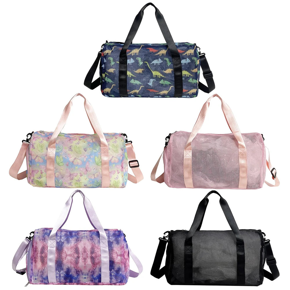 Mesh Travel Duffle Bag Luggage Bag with Shoe Compartment Fitness Messenger Bag Dry Wet Separation Large Capacity for Yoga Sports