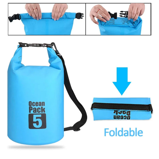 Waterproof PVC Dry Bag for Women Men 2L/5L/10L/15L/20L/30L Outdoor Sport Storage Bag for Kayaking, Boating, Fishing, Swimming