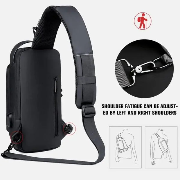 Newest Men's Anti-theft Chest Bag Shoulder Strap USB Rechargeable Crossbody School Short Distance Gym Men's Sports Backpack