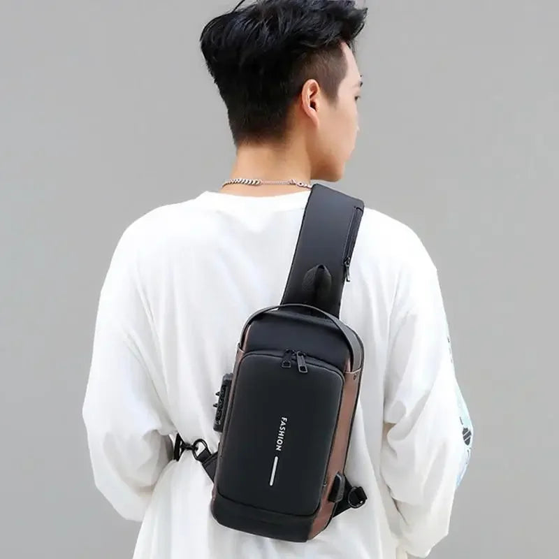 Newest Men's Anti-theft Chest Bag Shoulder Strap USB Rechargeable Crossbody School Short Distance Gym Men's Sports Backpack