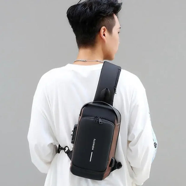 Newest Men's Anti-theft Chest Bag Shoulder Strap USB Rechargeable Crossbody School Short Distance Gym Men's Sports Backpack