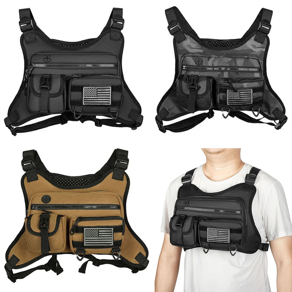 Fashion Sport Backpack Adjustable Strap Streetwear Chest Bag Large Capacity Travel Vest Backpack for Men Women