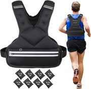 JoyPlus Adjustable Weight Vest,Strength Training Running Vest, Workout Equipment, Sport Exercise, Fitness, Weight Loss for Men 12LB, Women 8LB, Velcro or Buckle