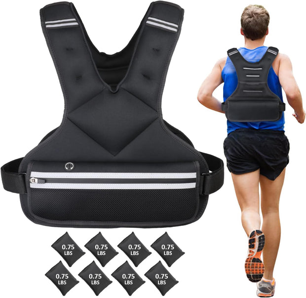 JoyPlus Adjustable Weight Vest,Strength Training Running Vest, Workout Equipment, Sport Exercise, Fitness, Weight Loss for Men 12LB, Women 8LB, Velcro or Buckle