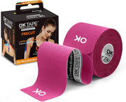 OK TAPE Kinesiology Tape 10 inches Precut, 20 Strips, Cotton Elastic Athletic Tape Latex Free, 2in x 16ft, Black