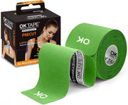 OK TAPE Kinesiology Tape 10 inches Precut, 20 Strips, Cotton Elastic Athletic Tape Latex Free, 2in x 16ft, Black