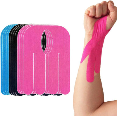 Kinesiology Tape for Wrist Precut, 12pc Waterproof & Breathable Bowling Wrist Tapes, Hypoallergenic Latex-Free Elastic Athletic Tape for Carpal Tunnel, Sports Joints Muscle Support.(Mix)