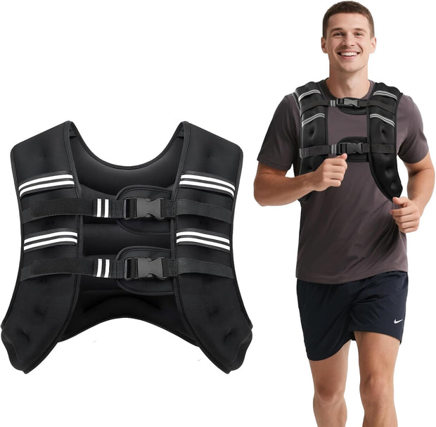 Weighted Vest for Woman Men, 6lb/8lb/12lb/16lb/20lb/30lb Weight Vest with Reflective Stripe, Weight Vests Adjustable for Walking, Weight Loss, Training, Running