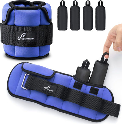 Sportneer Upgrade Adjustable Ankle and Wrist Weights for Women and Men 1-7 lbs / 1-10 lbs Set | Comfortable, Secure Fit for Walking, Running, Fitness, Physical Therapy, Home Gym