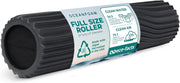 Oceanfoam Tidal Roller - Natural - Muscle Massage Foam Roller for Back Pain & Stretching - Firm and Ergonomic Wide Wave Textured - Yoga, Athletics, & Wellness - Full Size, 20" x 5"