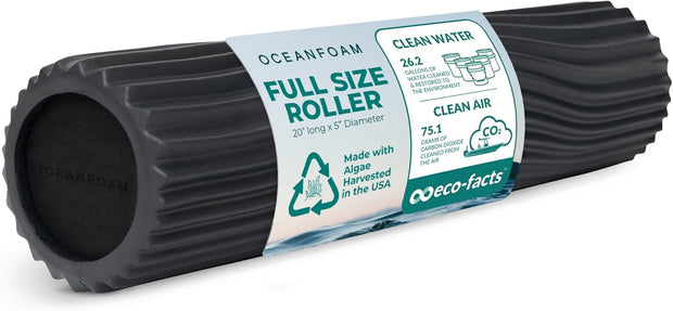 Oceanfoam Tidal Roller - Natural - Muscle Massage Foam Roller for Back Pain & Stretching - Firm and Ergonomic Wide Wave Textured - Yoga, Athletics, & Wellness - Full Size, 20" x 5"