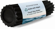 Oceanfoam Ripple Travel Foam Roller (11" x 3.35") Firm Mini Foam Roller for Physical Therapy, Deep Tissue Massage, Back Pain - High Density, Ergonomic Wave Textured - Yoga, Exercise (Black Marbled)
