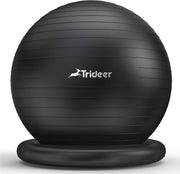 Trideer Exercise Yoga Ball Chair with Base for Home Office Desk, Stability & Fitness Ball Seat to Relieve Back Pain, Home Gym Workout for Abs, Pregnancy Ball with Pump