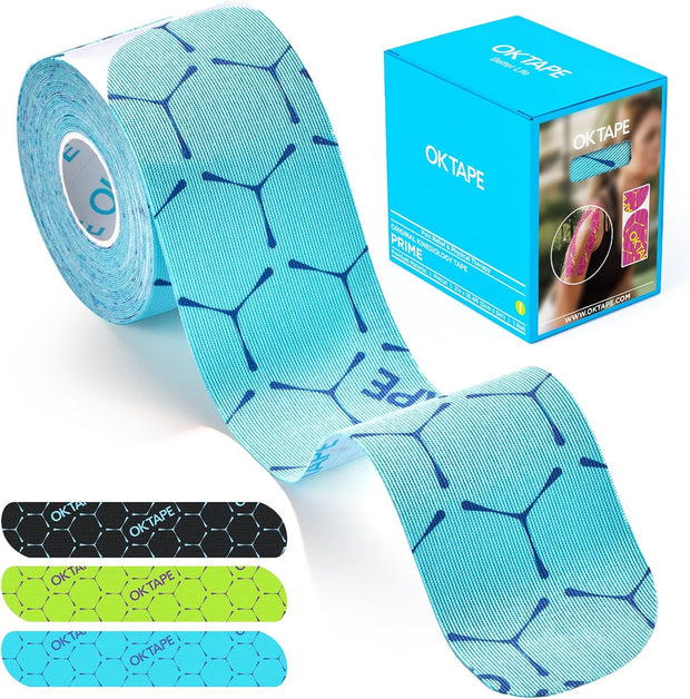 OK TAPE Synthetic Kinesiology Tape, 20 Strips Precut K Tape, Waterproof, Elastic Athletic Tape for Pain Relief & Muscle Support, Reflective Design, 2" x 10" -Purple