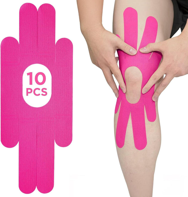 OK TAPE One-Structure K-Tape Patches | Precut for Knee Kinesiology Tape | Pain Relief and Accessories | 10 Pcs and Beige