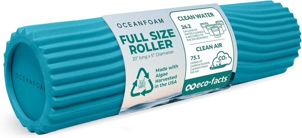 Oceanfoam Tidal Roller - Black - Muscle Massage Foam Roller for Back Pain & Stretching - Firm and Ergonomic Wide Wave Textured - Yoga, Athletics, & Wellness - Full Size, 20" x 5"