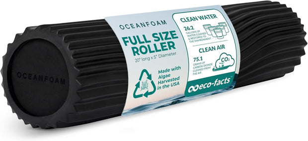 Oceanfoam Tidal Roller - Natural - Muscle Massage Foam Roller for Back Pain & Stretching - Firm and Ergonomic Wide Wave Textured - Yoga, Athletics, & Wellness - Full Size, 20" x 5"