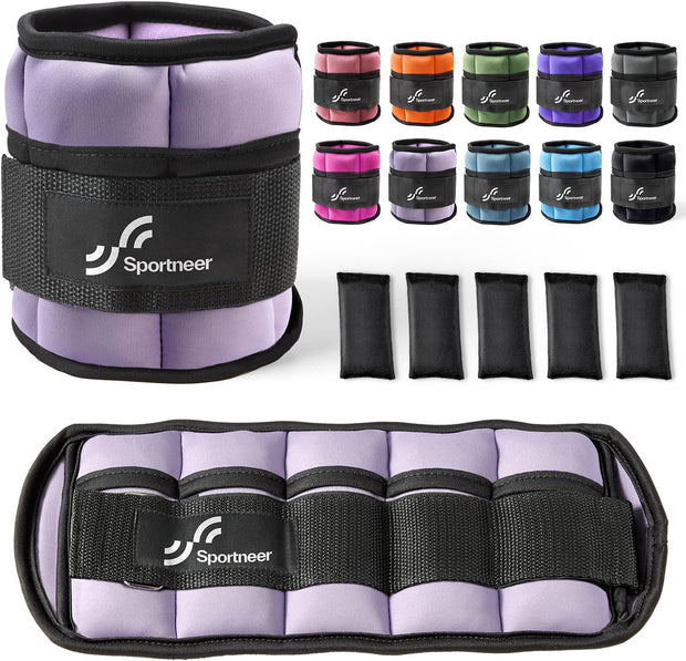 Sportneer Adjustable Ankle Weights 1 Pair 2 4 6 8 10 Lbs Leg Weight Straps for Women Men, Weighted Ankle Weights Set for Gym,Fitness, Workout,Walking, Jogging,1-5 lbs Each Ankle, 1 Pair 2-10 lbs