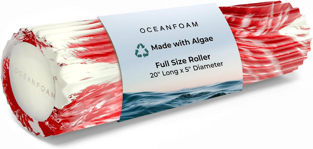 Oceanfoam Tidal Roller - Natural - Muscle Massage Foam Roller for Back Pain & Stretching - Firm and Ergonomic Wide Wave Textured - Yoga, Athletics, & Wellness - Full Size, 20" x 5"