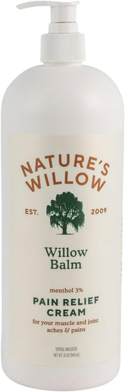 Nature's Willow Willow Balm Natural Pain Relief Cream for Muscles & Joints | Fast-Acting with Willow Bark & Menthol | Free from Artificial Fragrances & Dyes | 1-Pack | 3.5 fl oz