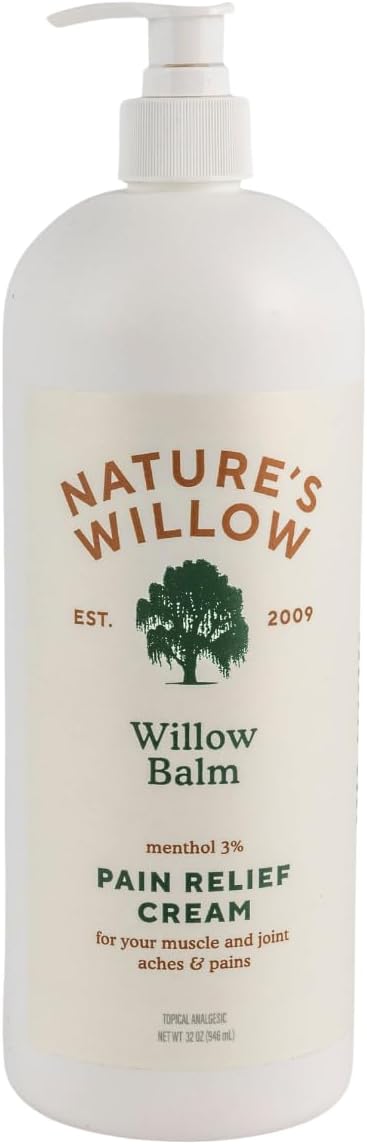 Nature's Willow Willow Balm Natural Pain Relief Cream for Muscles & Joints | Fast-Acting with Willow Bark & Menthol | Free from Artificial Fragrances & Dyes | 1-Pack | 3.5 fl oz