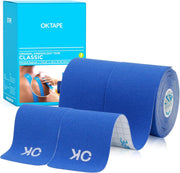 OK TAPE Kinesiology Tape 10 inches Precut, 20 Strips, Cotton Elastic Athletic Tape Latex Free, 2in x 16ft, Black