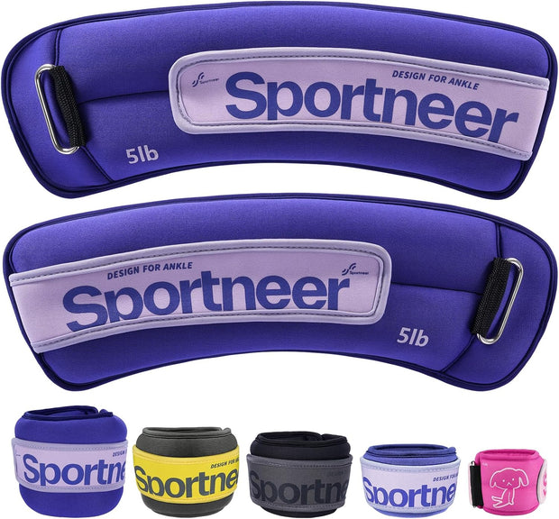 Sportneer Ankle Weights 0.5/1/2/3/5 LBS 1 Pair Wrist Leg Arm Weights for Women Men Kids Child with Adjustable Straps, Strength Weighted for Jogging Running Walking Fitness Gym Workout