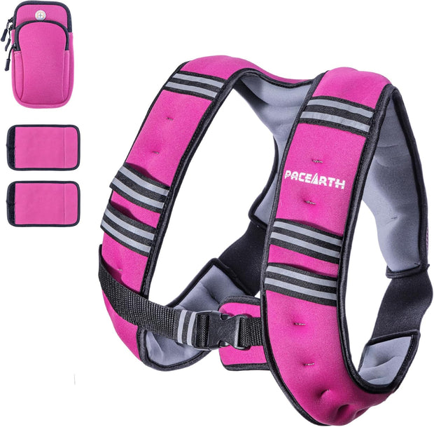 PACEARTH Weighted Vest,4lb/6lb/10lb/12lb/16lb/20lb/25lb/30lb Weight Vest with Reflective Stripe, Body Weight Vests Adjustable for Men, Women Workout, Strength Training, Running, Walking, Jogging