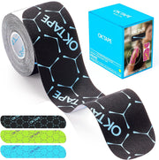 OK TAPE Synthetic Kinesiology Tape, 20 Strips Precut K Tape, Waterproof, Elastic Athletic Tape for Pain Relief & Muscle Support, Reflective Design, 2" x 10" -Beige