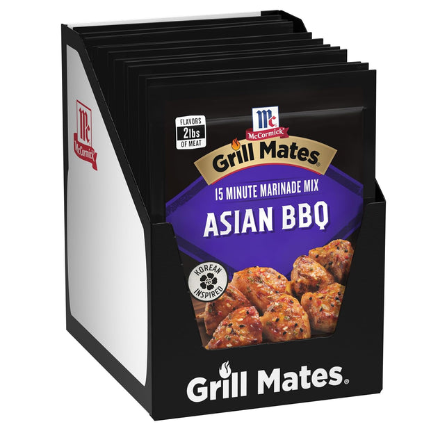 McCormick Grill Mates Marinade Mix, Asian BBQ, Korean-Inspired, 15 Minute Marinade for Chicken, Steak, and More, 1.25 oz (Pack of 12)