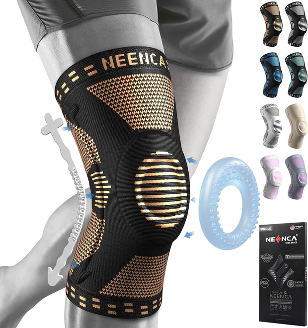 NEENCA Professional Knee Brace for Pain Relief, Medical Knee Support with Patella Pad & Side Stabilizers, Compression Knee Sleeve for Meniscus Tear, ACL, Joint Pain, Runner, Workout - FSA/HSA Eligible