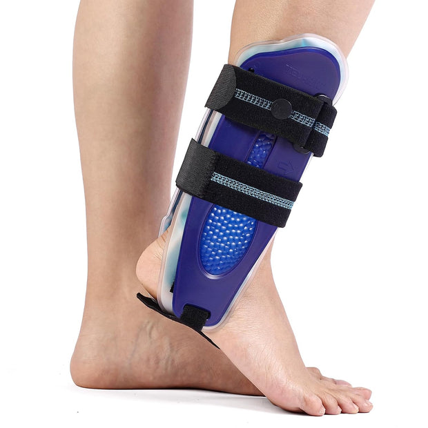 Velpeau Ankle Stabilizer Brace for Sprain, Ligament Injury (Grade 1 to 2), Tendonitis, Adjustable Stirrup Ankle Support Splint for Women and Men,Reversible Left & Right Foots,One Size(Foam Pads, Blue)