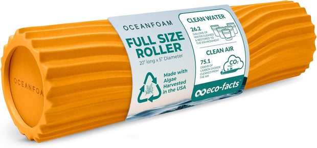 Oceanfoam Tidal Roller - Black - Muscle Massage Foam Roller for Back Pain & Stretching - Firm and Ergonomic Wide Wave Textured - Yoga, Athletics, & Wellness - Full Size, 20" x 5"