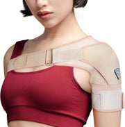 Shoulder Brace - Support & Injury Prevention Brace- Joint Pain Releaser- Shoulder Compression Wrap Strap - Adjustable Injury Accessories for Shoulders - Premium Quality Strap by FIGHTECH (Pink, L-XL)