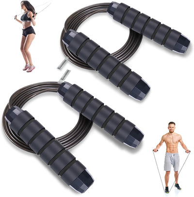 Jump Rope for Women Men Kids, Adjustable Skipping Rope with Ball Bearings, Professional Jumping Rope with Foam Handles, Tangle-Free Rapid Speed Jump Ropes for Fitness Workout Boxing Exercise
