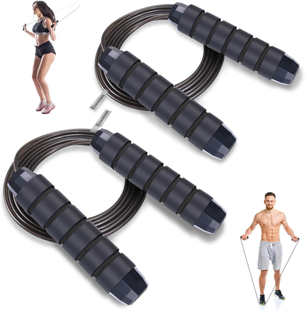 Jump Rope for Women Men Kids, Adjustable Skipping Rope with Ball Bearings, Professional Jumping Rope with Foam Handles, Tangle-Free Rapid Speed Jump Ropes for Fitness Workout Boxing Exercise