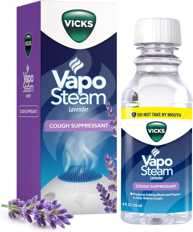 Vicks VapoSteam Medicated Liquid with Camphor, a Cough Suppressant, Helps Relieve Coughing, for Use in Vicks Vaporizers and Humidifiers, 8 Oz