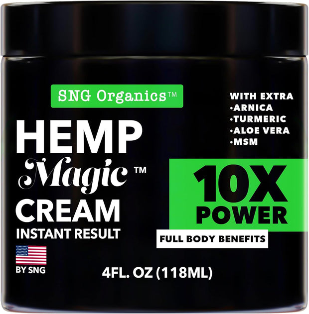 Super Natural Goods Hemp Cream Maximum Strength (8oz) Hemp Oil & Arnica, Soothes Discomfort on Joint Muscle Shoulder Hip Neck Knee & Back Support. All Soothing Cream. Instant Menthol Rub
