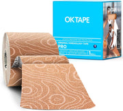 OK TAPE PRO Kinesiology Tape Uncut Roll, Elastic Physical Therapy Athletic Tape for Pain Relief, Muscle Support, Kinetic Tape, Water Resistant, 2in X 16.4ft -Black 2 Rolls