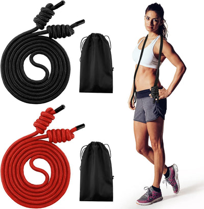 Lewtemi 2 Pcs Flow Exercise Rope for Fitness Flow Double Braid Workout Rope with Cloth Bags Adjustable Length Jump for Working out Men Women Gym Training Indoor Outdoor, 9 ft
