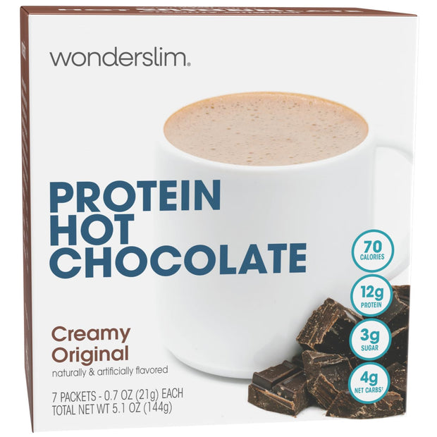 Wonderslim Protein Hot Chocolate with Marshmallows, Hot Cocoa, Low Sugar, Low Carb, Keto Friendly & Gluten Free (7ct)