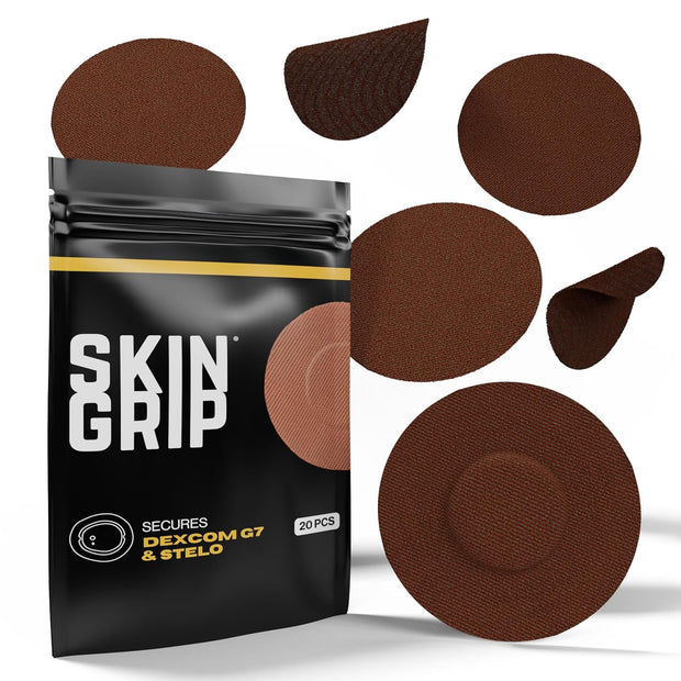 Skin Grip Adhesive Patches Compatible with Dexcom G7 & Stelo CGM – Waterproof & Sweatproof Cover for Continuous Glucose Monitor Sensor, Stays Secure for 10-15 Days – 20 Pack, Camo