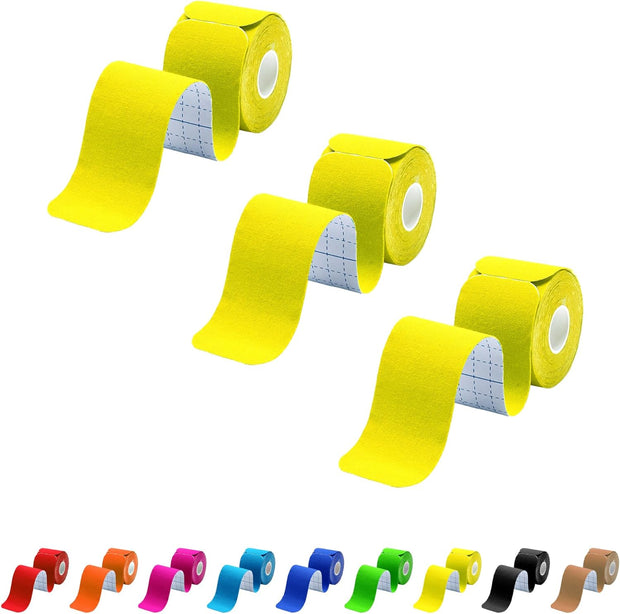 Kinesiology Tape Precut 3 Rolls, Athletic Sports Tape for Muscle Joints Support, 60 Strips for Knee Ankle Shoulder Wrist, Latex Free and Water Resistant, Pink