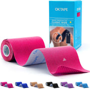 OK TAPE Extra Wide Kinesiology Tape, Precut K Tape Strips, Elastic Physical Therapy Athletic Tape for Pain Relief & Joint Support | Back, Shoulder, Knee (4" x 10" - 10Pcs) Beige