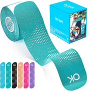 OK TAPE Synthetic Kinesiology Tape, 20 Strips Precut K Tape, Waterproof, Elastic Athletic Tape for Pain Relief & Muscle Support, Reflective Design, 2" x 10" -Purple