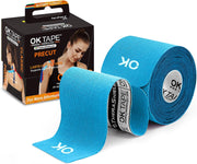 OK TAPE Kinesiology Tape 10 inches Precut, 20 Strips, Cotton Elastic Athletic Tape Latex Free, 2in x 16ft, Black