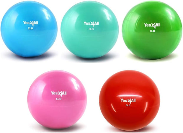 Yes4All Weighted Toning Balls for Exercise, Soft Medicine Balls for Exercise, Pilates, Yoga, Balance, Flexibility, 2-10lbs