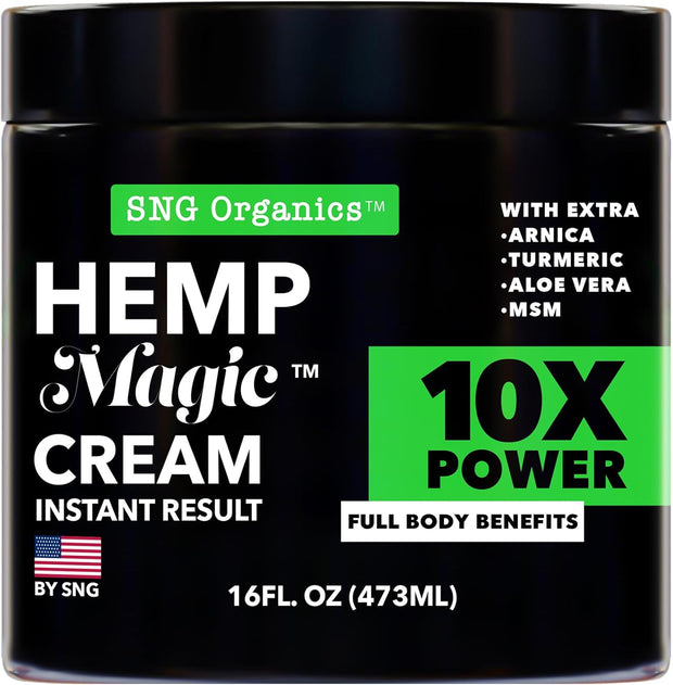 Super Natural Goods Hemp Cream Maximum Strength (8oz) Hemp Oil & Arnica, Soothes Discomfort on Joint Muscle Shoulder Hip Neck Knee & Back Support. All Soothing Cream. Instant Menthol Rub