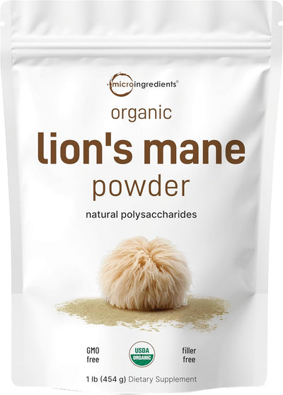 Micro Ingredients Organic Lion’s Mane Mushroom Powder, 8oz | Pure Fruiting Body Superfood | Supports Brain, Focus, Energy & Immune Health | Great for Smoothies & Coffee | Filler Free, Vegan, Non-GMO